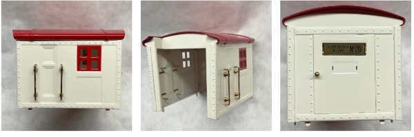 CAB / WITH ROOF / RED & WHITE /BRASS TRIM / TINPLATE STANDARD GAUGE 219 CRANE / MANUAL CRANE/ 11-30037