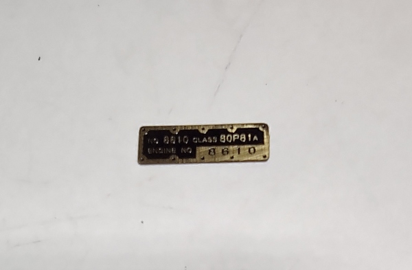 TRUST PLATE / TENDER / PRR #8619 / RECTANGULAR / PREMIER H-10 2-8-0