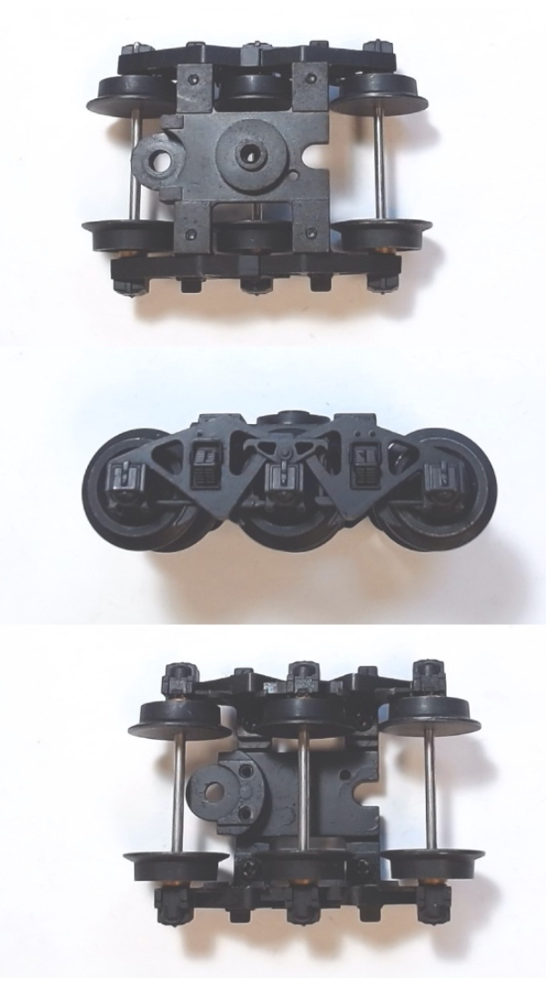 TENDER TRUCK / 6-WHEEL / FRONT & REAR / BLACK / BOTTOM MOUNT FRAMES / PREMIER AUXILIARY WATER TENDER II & III