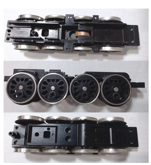 DRIVE BLOCK / 4-AXLE / REAR / W/NICKEL RIMS / USE MOTOR WITH MS001-M32 WORM / USE BI-1200002 MOTOR MOUNT / RAILKING BIG BOY 4-8-8-4