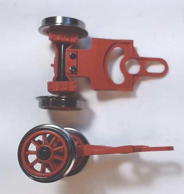 2-WHEEL PILOT TRUCK / RED / SPOKED WHEELS / 2-RAIL / PREMIER BR44 