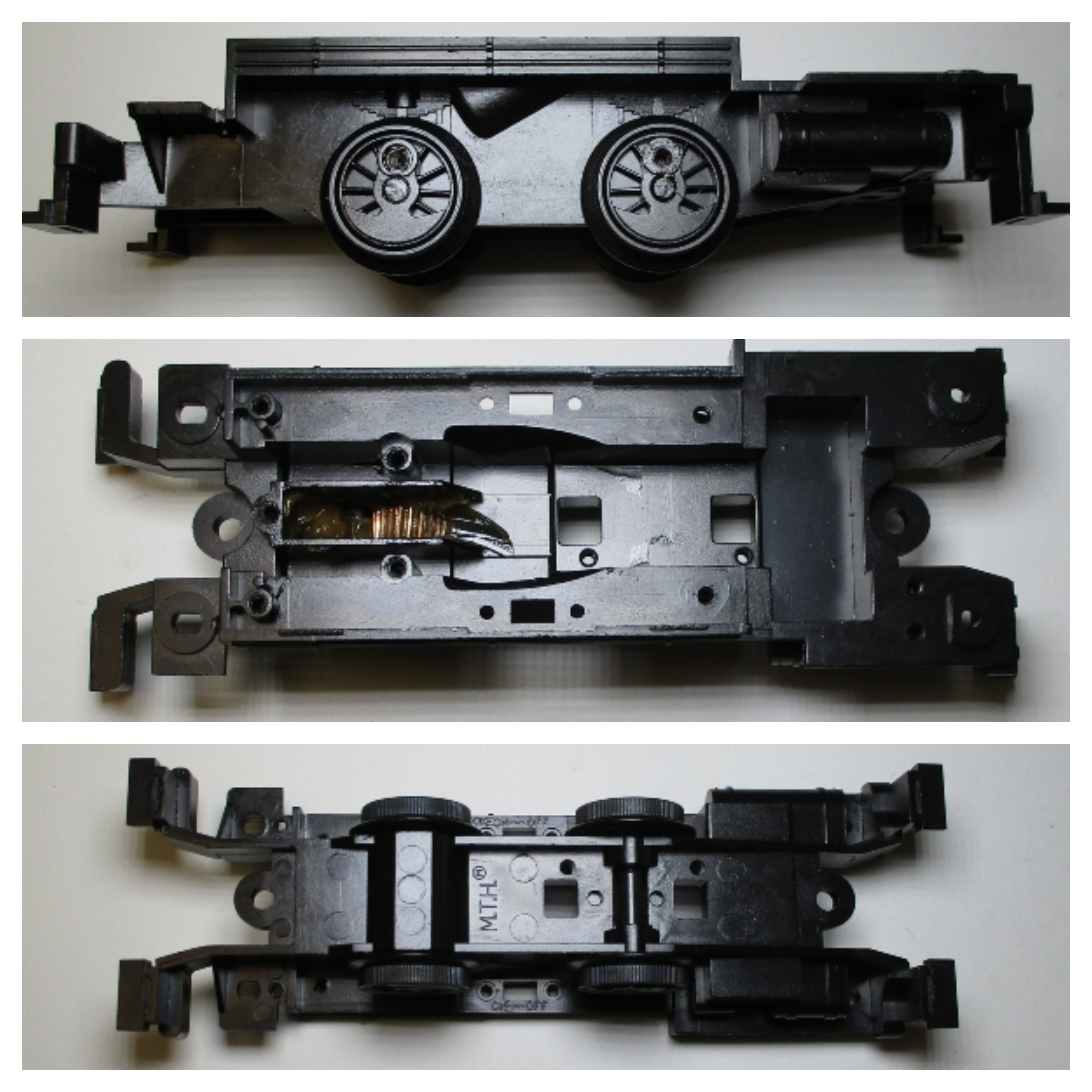 DRIVE BLOCK / 2-AXLE / USE MS006-M25 WORM / USE BI-0000034 MOTOR MOUNT / BLACK WHEELS / RAILKING DOCKSIDER 0-4-0 / CAN USE DF1200019
