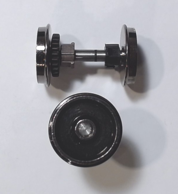WHEEL & AXLE ASSEMBLY / 2-RAIL / W/AXLE BEARINGS / INSULATOR AWAY FROM GEAR / 3/2 FEATURE TRUCKS