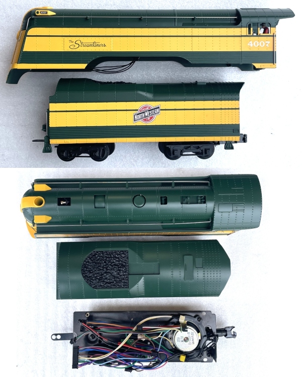 RAILKING CRUSADER ENGINE & TENDER SHELL / PS2 TENDER CHASSIS W/O BOARDS / CHICAGO NORTH WESTERN / 30-1387-1