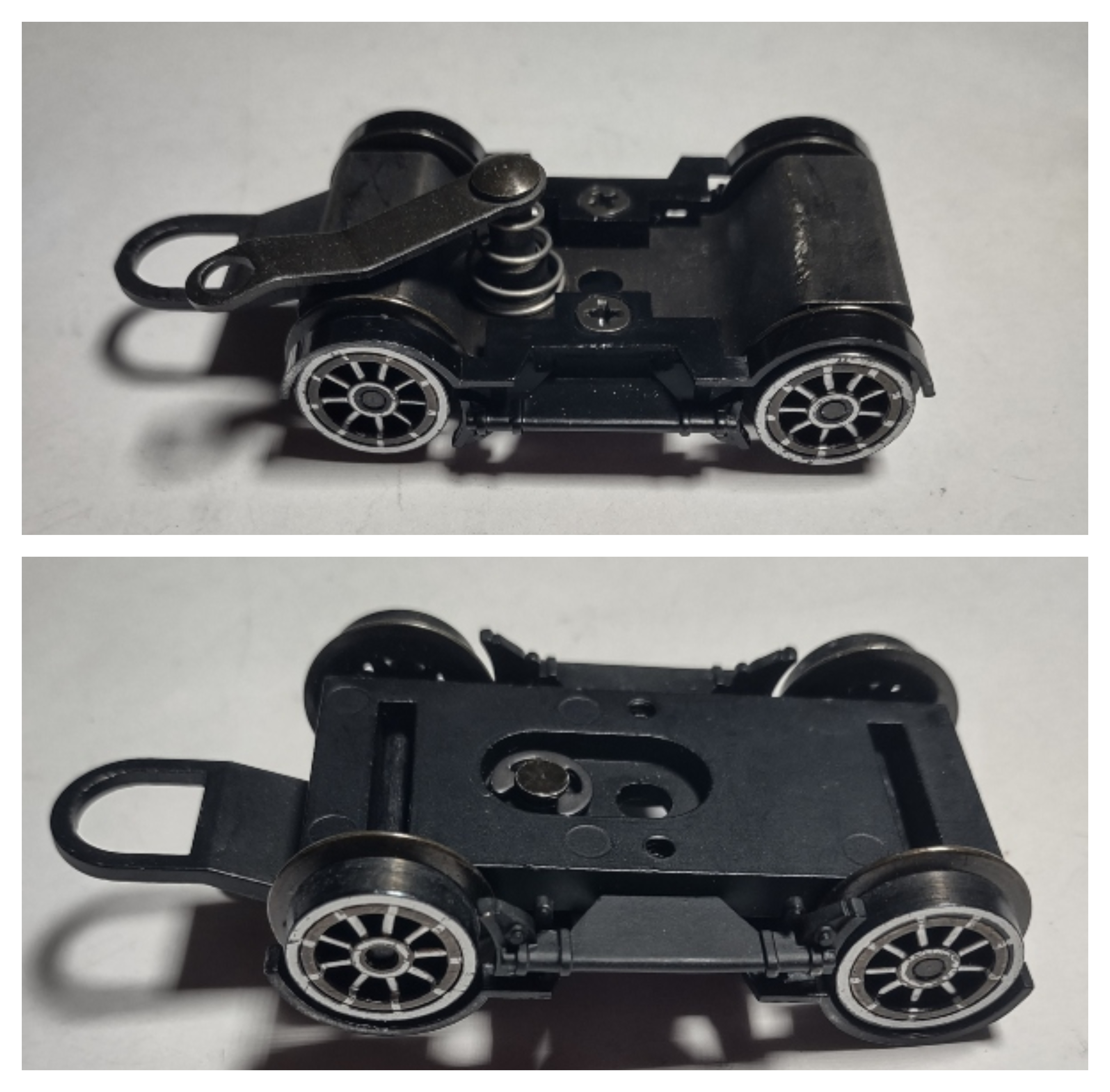 4-WHEEL PILOT TRUCK / 3-RAIL / WHITE SPOKED WHEELS / WHITE RIMS / BLACK FENDERS / PREMIER AMERICAN & ESE 4-4-0