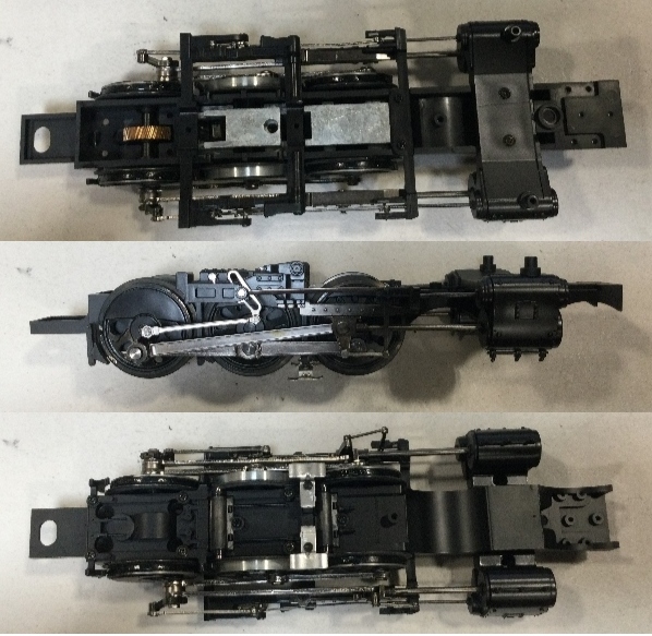 DRIVE BLOCK / 3-AXLE / FRONT ENGINE / COMPLETE W/BLACK STEAM CHEST / RAILKING ONE GAUGE CHALLENGER