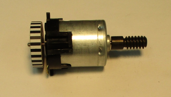 DC MOTOR / RS365SH / MS006-M25 / F/W 27mm D x 6mm THICK / WORM LENGTH 24.6mm / STRIPED / PS 3 BKT