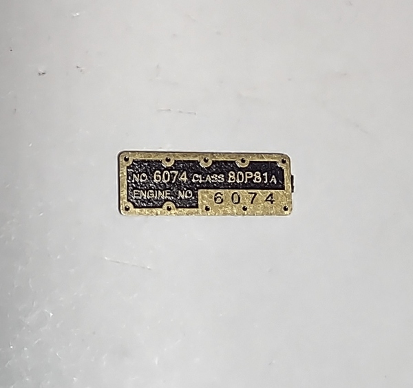 TRUST PLATE / TENDER / PRR #8024 / RECTANGULAR / PREMIER H-10 2-8-0