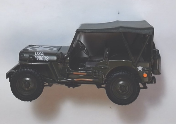 VEHICLE / WILLY'S JEEP / GREEN / ARMY / USED ON FLAT CAR