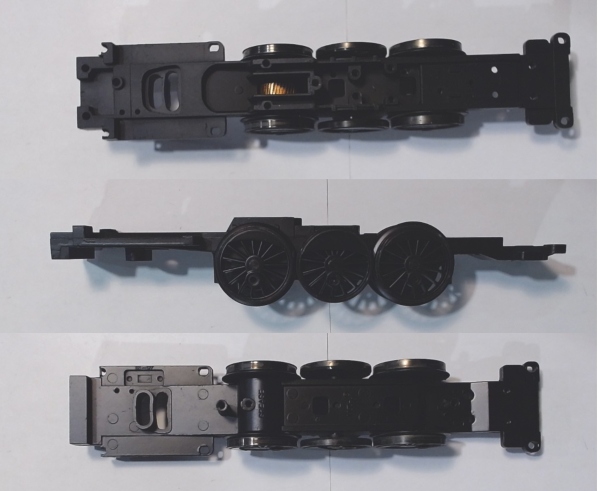 DRIVE BLOCK / 3-AXLE / W/BLACKENED RIMS / PS 2 / USE MOTORS W/MS003-M15 WORM / RAILKING HUDSON 4-6-4 