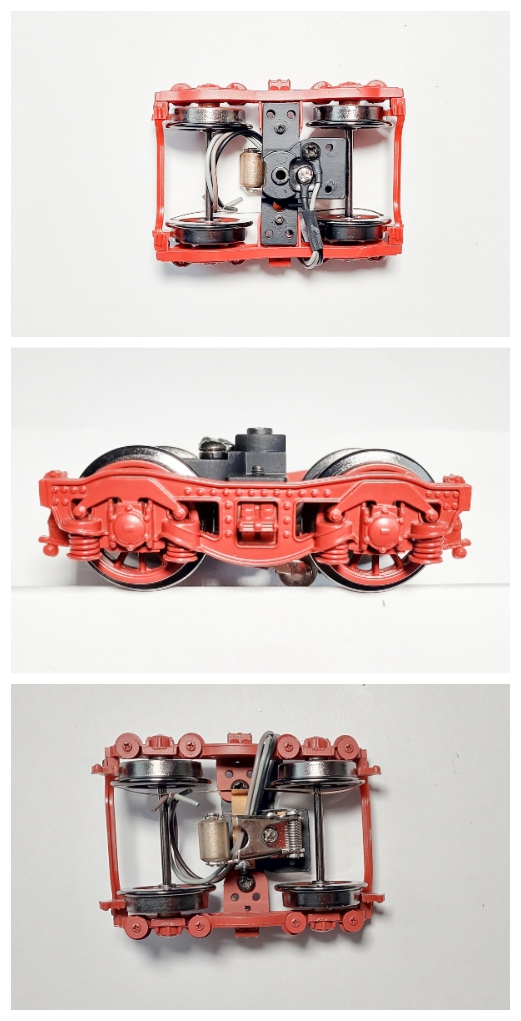 TENDER TRUCK / 4-WHEEL / FRONT / 3-RAIL / W/PICKUP / RED / PREMIER BR44