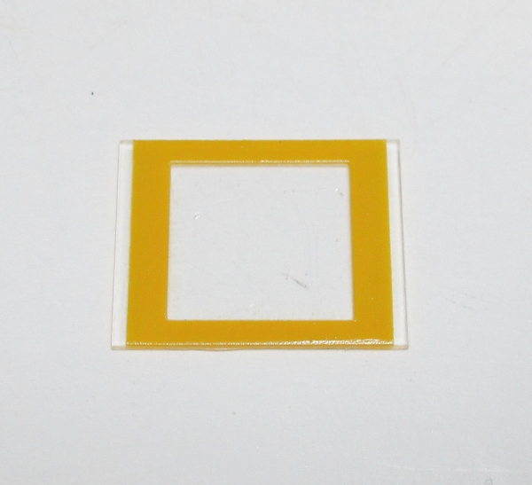 CAB WINDOW / YELLOW FRAME / W/CLEAR GLASS / PREMIER 3-TRUCK & 4-TRUCK SHAY