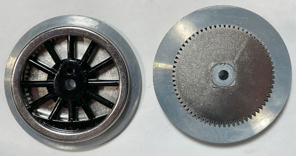 WHEEL / W/BLACK SPOKES / W/BULL GEAR / CONTEMPORARY ONLY / W/O LUG / TINPLATE STANDARD GAUGE 4696