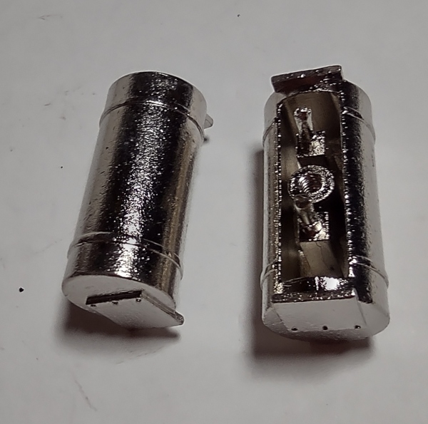 AIR CYLINDER / LARGE / PLATED SILVER / UNDER BOILER / PREMIER AMERICAN & ESE 4-4-0