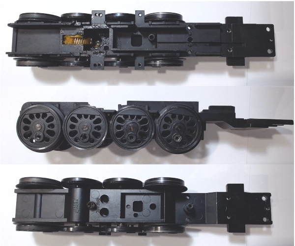 DRIVE BLOCK / 4-AXLE / FRONT / W/ BLACKENED RIMS / USE MOTOR WITH MS001-M32 WORM / USE BI-1200002 MOTOR MOUNT / RAILKING BIG BOY 4-8-8-4 