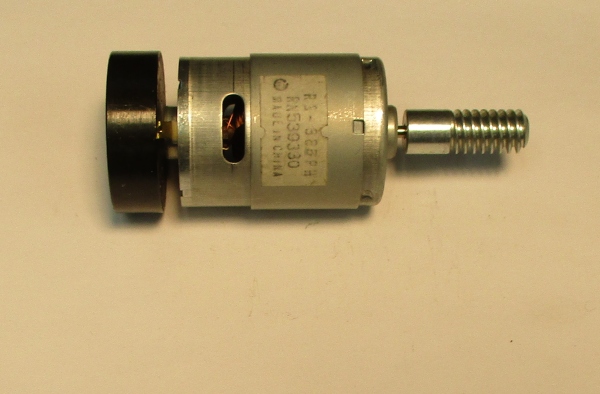 DC MOTOR / RS385PH / MD105-M38 / F/W 30mm D x 9mm THICK / WORM LENGTH 27.64mm / BLACK / PS 2