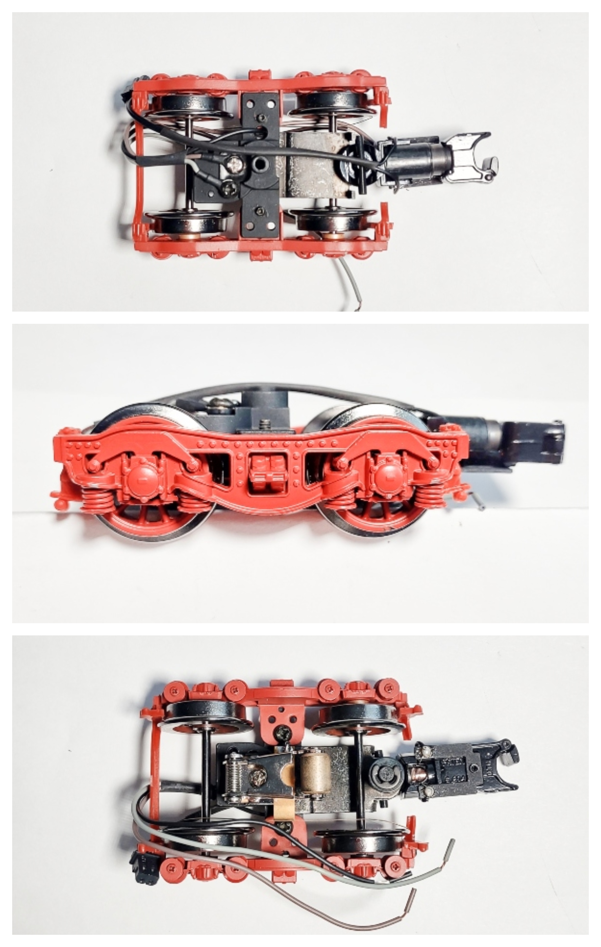 TENDER TRUCK / 4-WHEEL / REAR / 3-RAIL / W/PICKUP / RED / PREMIER BR44