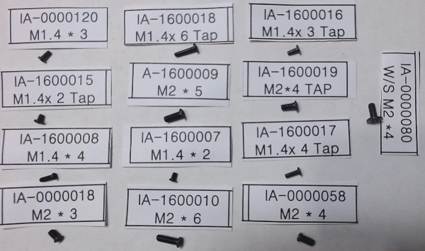 SCREW KIT / SIDE ROD, ECCENTRIC & MOTION HANGER / KIT A / HO SCALE TRIPLEX 2-8-8-8-2