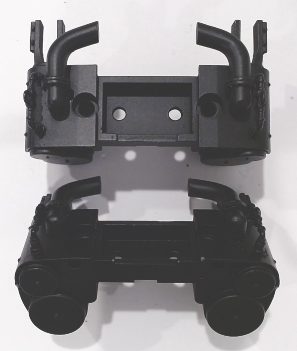 STEAM CHEST / FRONT ENGINE / BLACK / PIVOT PIPE HOLES NOT THREADED  / W/EXHAUST PIPES / PREMIER Z-6 CHALLENGER 4-6-6-4