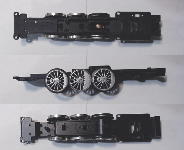 DRIVE BLOCK / 3-AXLE / W/NICKEL RIMS / SILVER PAINTED DRIVERS / PS 1 / USE MOTORS W/MS003-M15 WORM / RAILKING HUDSON 4-6-4 