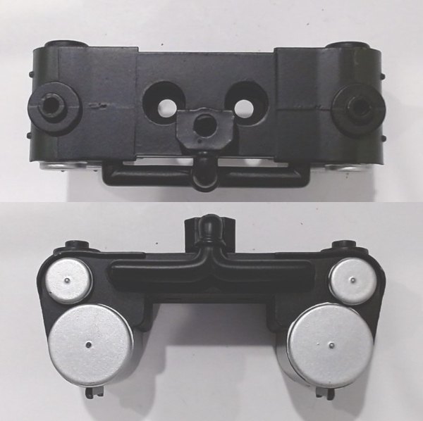 STEAM CHEST / FRONT ENGINE / BLACK W/SILVER CAPS / W/THREADED PIVOT PIPE HOLES / W/Y-PIPE / PREMIER Z-6 CHALLENGER 4-6-6-4