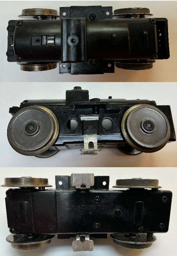 4-WHEEL TRUCK / POWERED / W/STRIPED FLYWHEEL / HORIZONTAL MOTOR / EARLY PRODUCTION / RAILKING ONE GAUGE F-3 & F-7