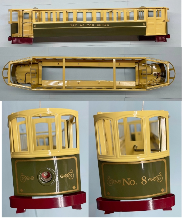 SHELL / CREAM & GREEN / TINPLATE STANDARD GAUGE NO 8 PAY-AS-YOU-ENTER TROLLEY