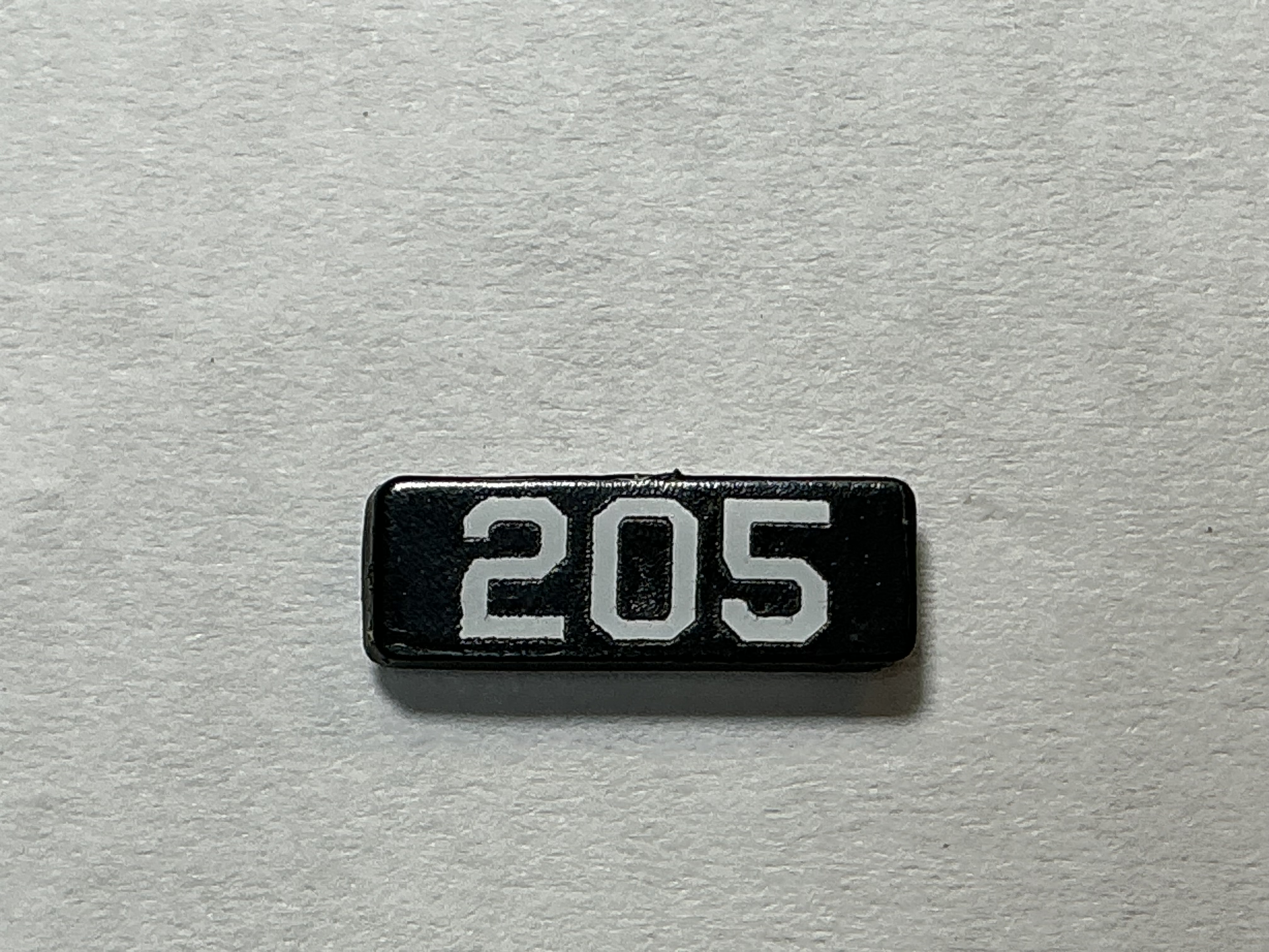 NUMBER BOARD / RH OR LH / FRONT OR REAR / #205 / PREMIER GP-40