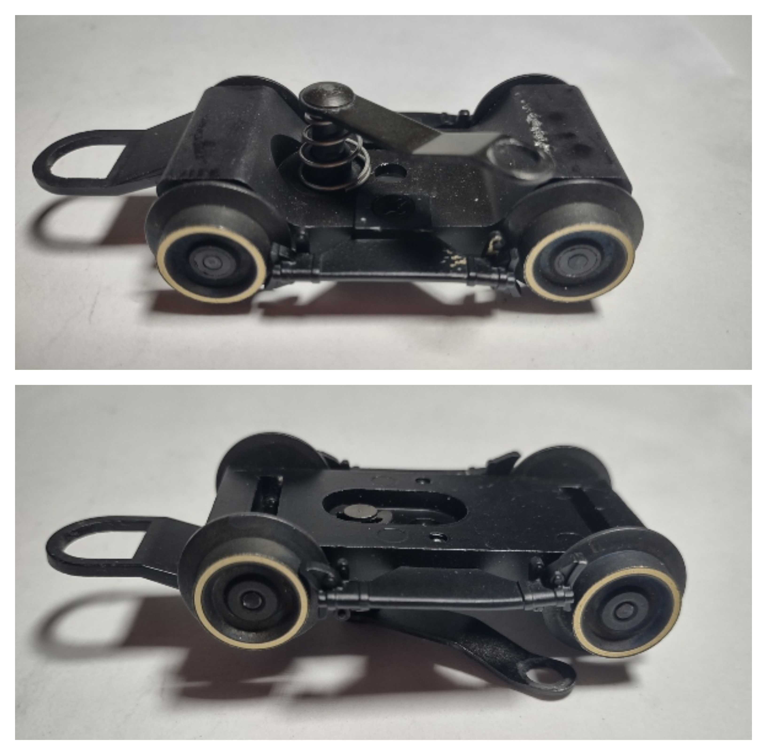 4-WHEEL PILOT TRUCK / 3-RAIL / BLACK SOLID WHEELS / GOLD RIMS / BRAKE SHOES / PREMIER AMERICAN & ESE 4-4-0