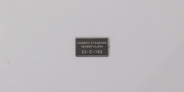 BUILDER PLATE / TENDER / COMMON STANDARD TENDER CLASS / PREMIER BIG BOY 4-8-8-4