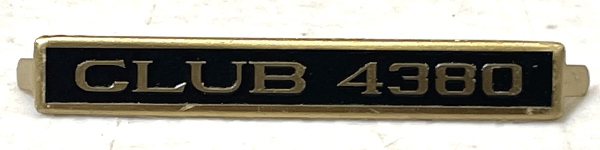 NAME PLATE / CLUB 4380 / BRASS W/ BLACK BACKGROUND / TINPLATE STANDARD GAUGE A/F FLYING COLONEL PASSENGER CARS