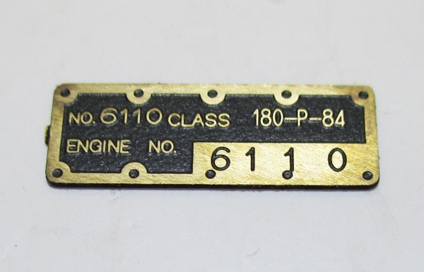 TRUST PLATE / TENDER / PRR T-1 #6110 / PREMIER T-1 4-4-4-4