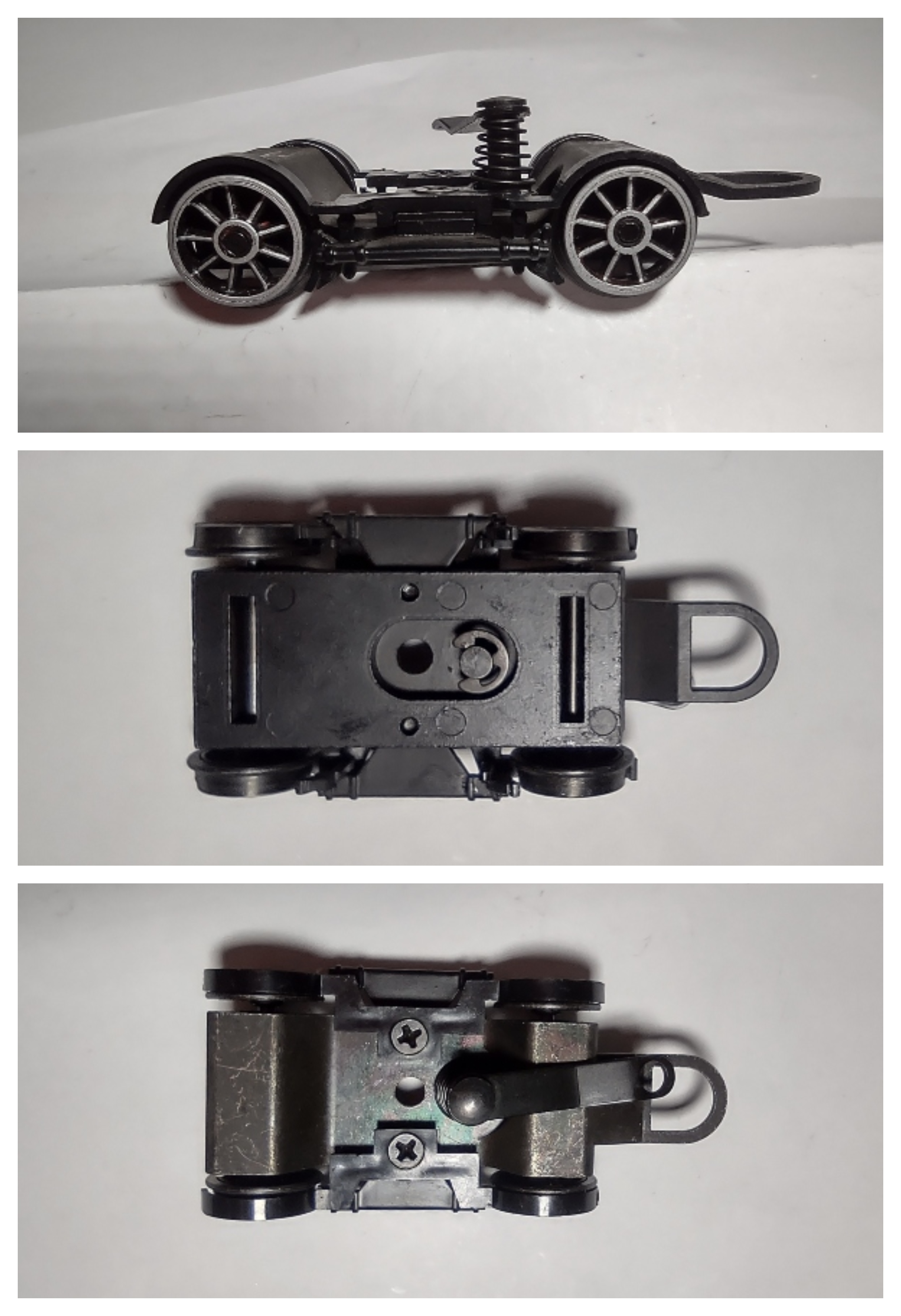 4-WHEEL PILOT TRUCK / 2-RAIL / WHITE SPOKED WHEELS / WHITE RIMS / BLACK FENDERS / PREMIER AMERICAN & ESE 4-4-0