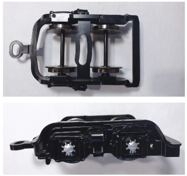 4-WHEEL TRAILING TRUCK / BLACK / W/SILVER BEARING CAPS / RAILKING ONE GAUGE BIG BOY & CHALLENGER