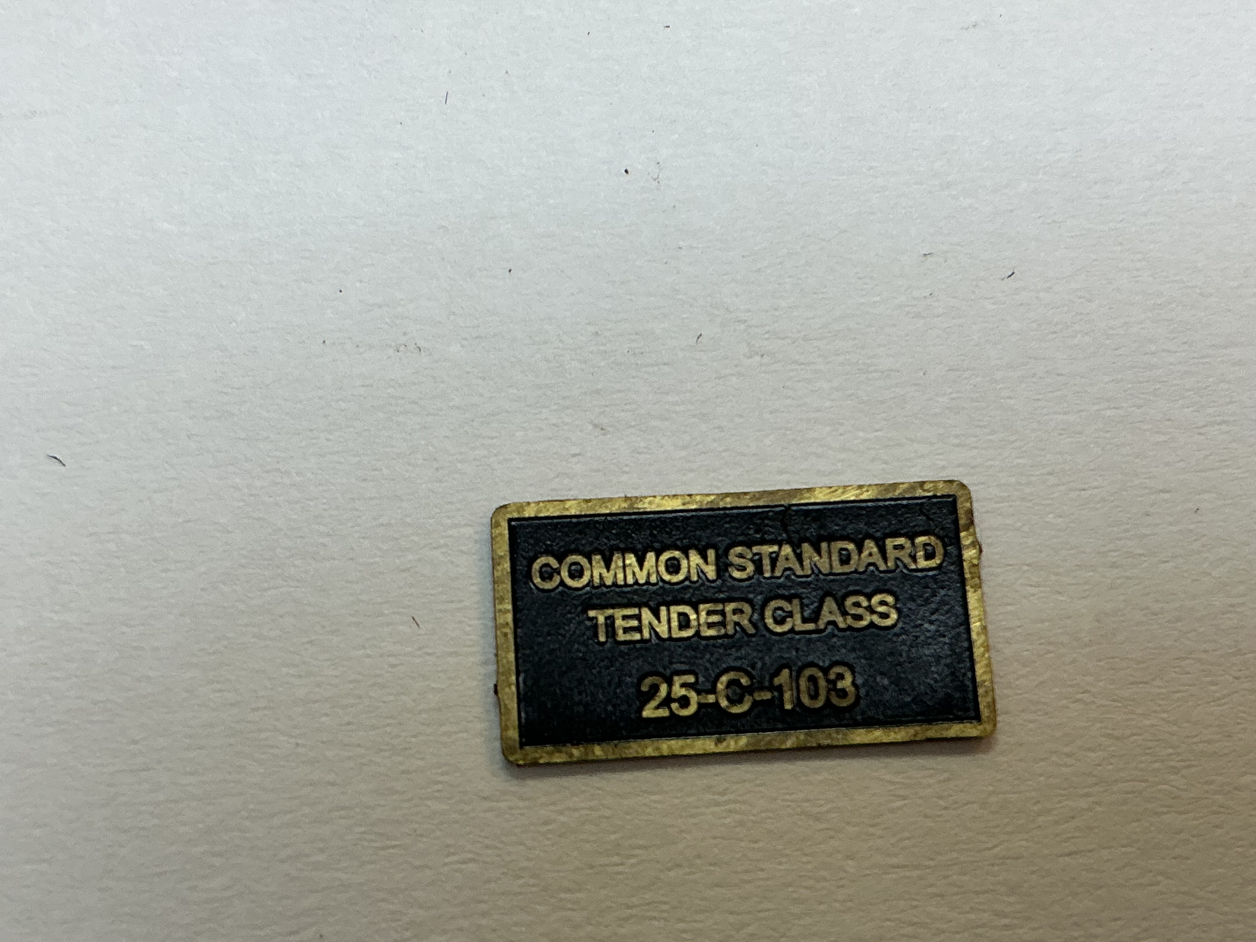 BUILDER PLATE / COMMON STANDARD CLASS 25-C-103 / RAILKING ONE GAUGE BIG BOY & CHALLENGER