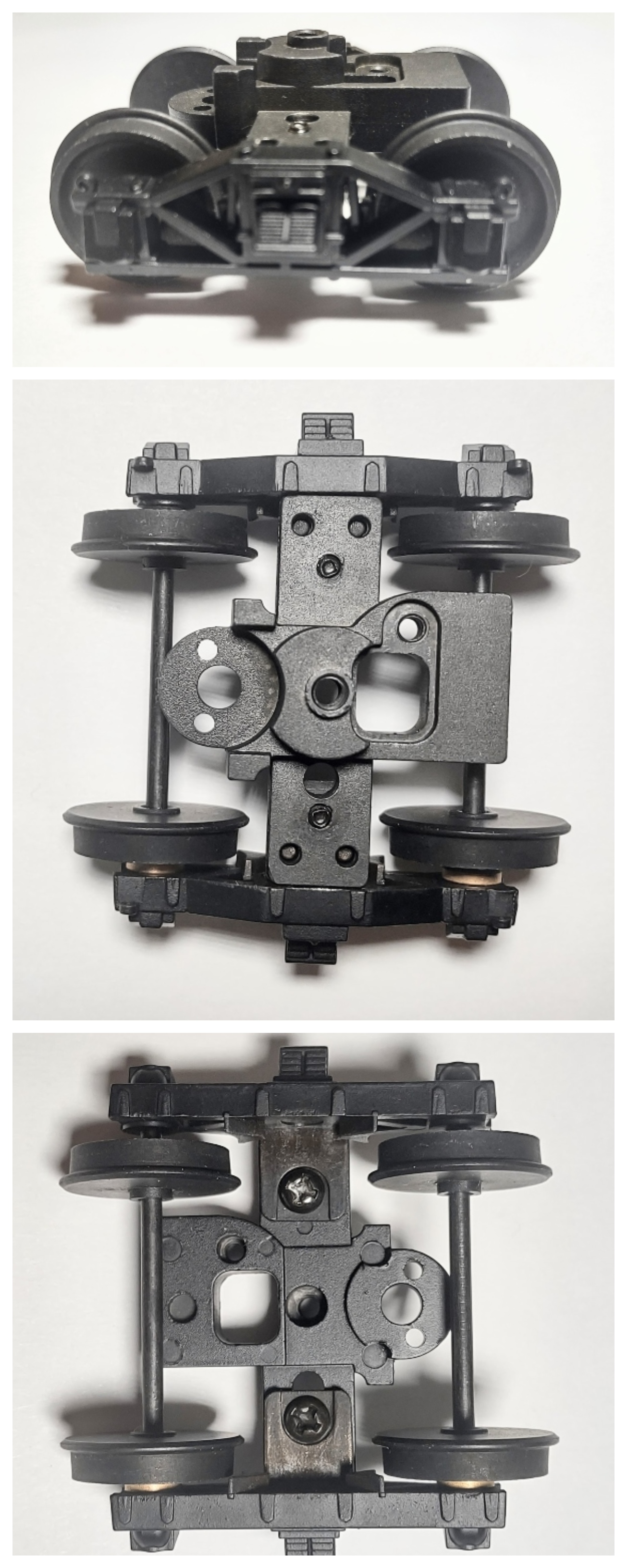 TENDER TRUCK / 4-WHEEL / FRONT & REAR / 2-RAIL / BLACK / W/O PICKUP / PREMIER AMERICAN 4-4-0