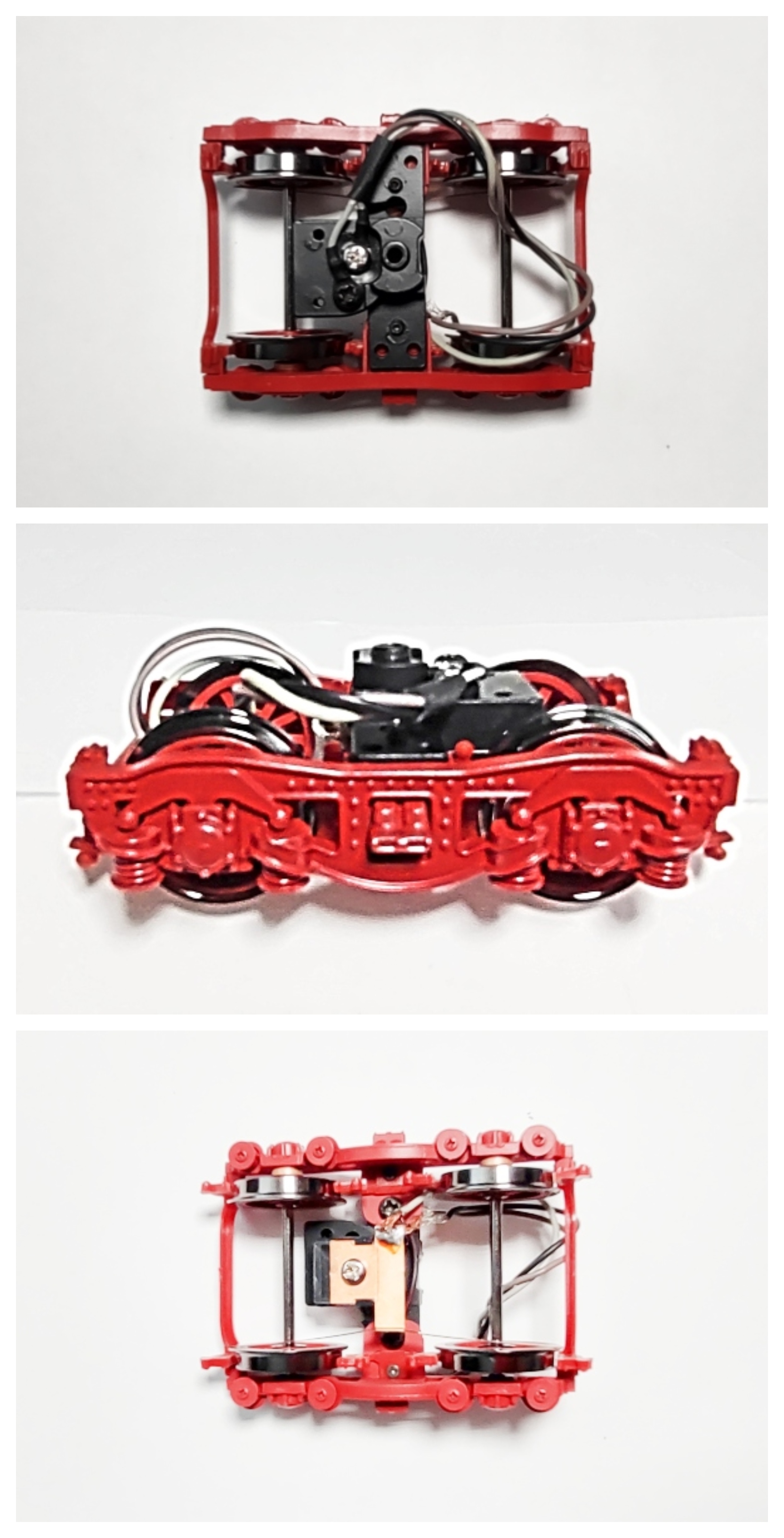 TENDER TRUCK / 4-WHEEL / FRONT / 2-RAIL / W/PICKUP / RED / PREMIER BR44