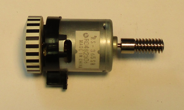 DC MOTOR / RS365SH / MD107-M36 / F/W 30mm D x 9mm (TAPERED) THICK / WORM LENGTH 26.52mm / STRIPED / PS 2 BKT