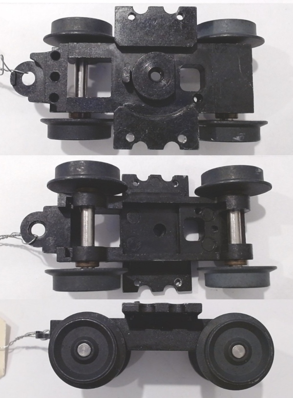 4-WHEEL TRUCK / NON-POWERED / OPEN / SHORT FRONT / BOTTOM MOUNT FRAMES / 2 HOLE PILOT MOUNT / TAPPED FOR PCB TETHER / USE DA-2000022