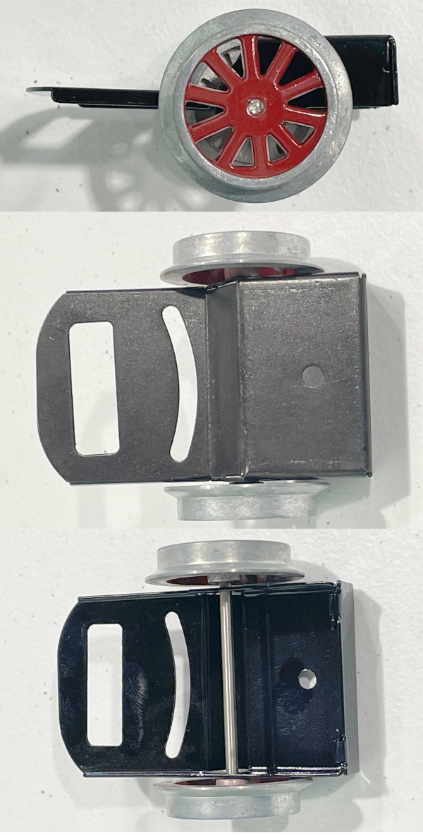 	 2-WHEEL TRAILING TRUCK / SPOKED RED CENTERS / BLACK FRAME / TINPLATE STANDARD GAUGE 4696 / 1134