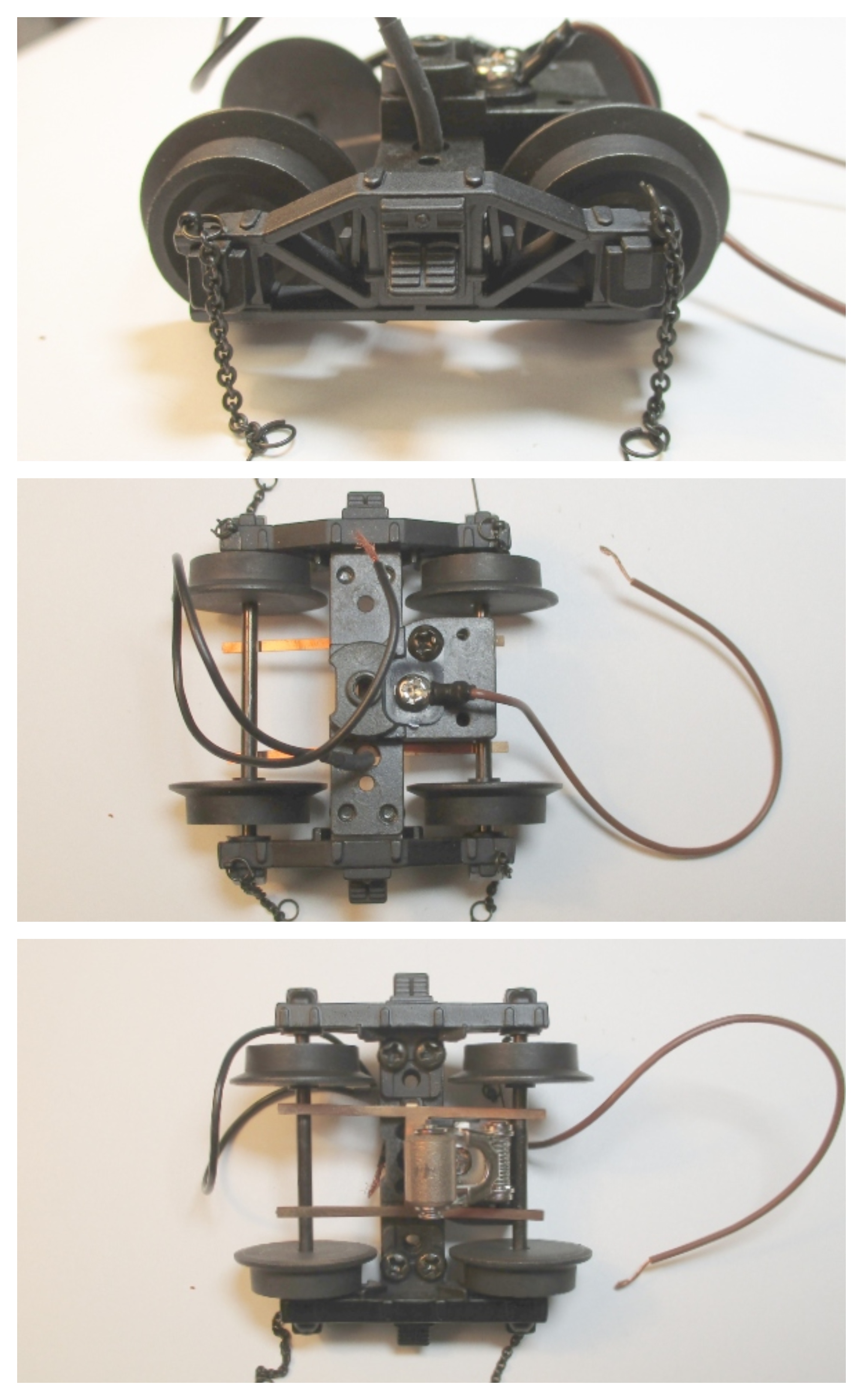 TENDER TRUCK / 4-WHEEL / FRONT / W/PICK UP / AXLE CONTACTS / CHAINS / PREMIER RUSSIAN DECAPOD 2-10-0