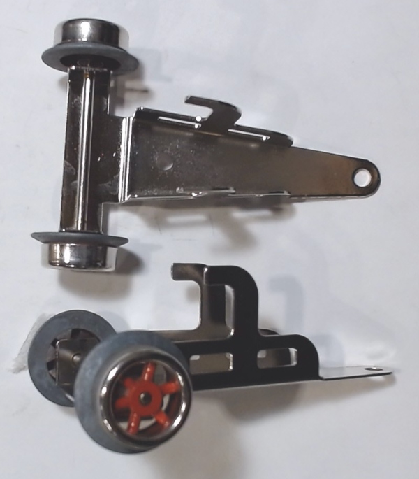 2-WHEEL PILOT TRUCK / NICKEL FRAME / RED SPOKED WHEELS / ASSEMBLED / TINPLATE STANDARD GAUGE 384