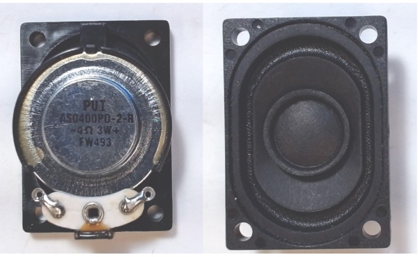 SPEAKER / 4 OHM 3W / W/ BLACK PLASTIC HOUSING / 40mm DIAM x 28.5mm H / PUI AS0400P0R / ASAHI