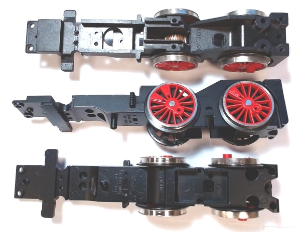 DRIVE BLOCK / 2-AXLE / USE MOTORS W/MS006-M25 WORM / USE BI-0000038 MOTOR MOUNT / W/RED WHEELS / RAILKING GENERAL