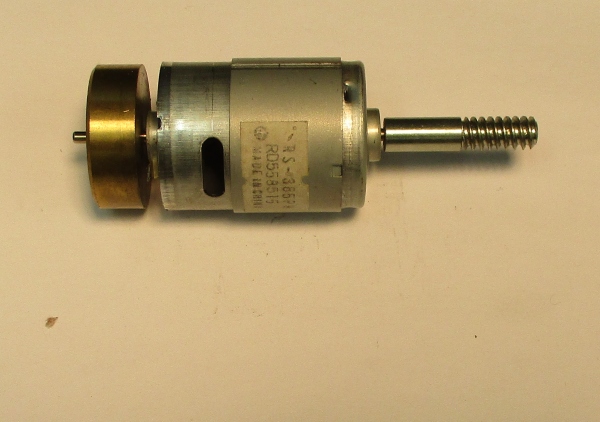 DC MOTOR / RS385PH / MS003-M15 / F/W 27mm D x 9mm THICK / WORM LENGTH 32.24mm / BRASS / PS 1 