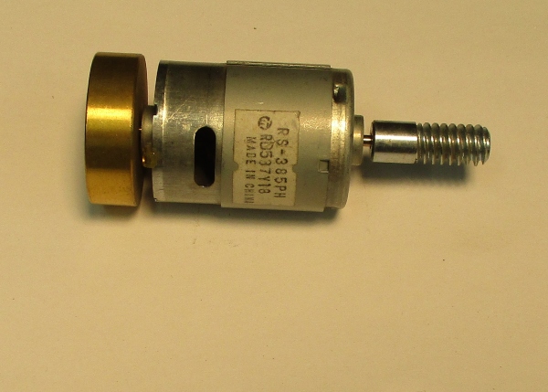 DC MOTOR / RS385PH / MD105-M38 / F/W 30mm D x 9mm THICK / WORM LENGTH 27.58mm / BLACK OR BRASS / PS 1 & PS 2