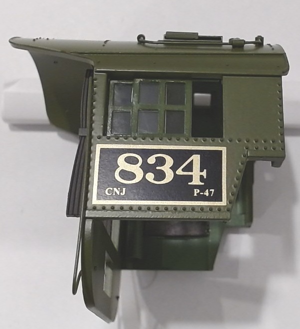 CAB / #834 / GREEN / W/CAB HANDRAILS / W/CAB CURTAINS / PS 2 & 3 / PREMIER CNJ THE BULLET 4-6-2