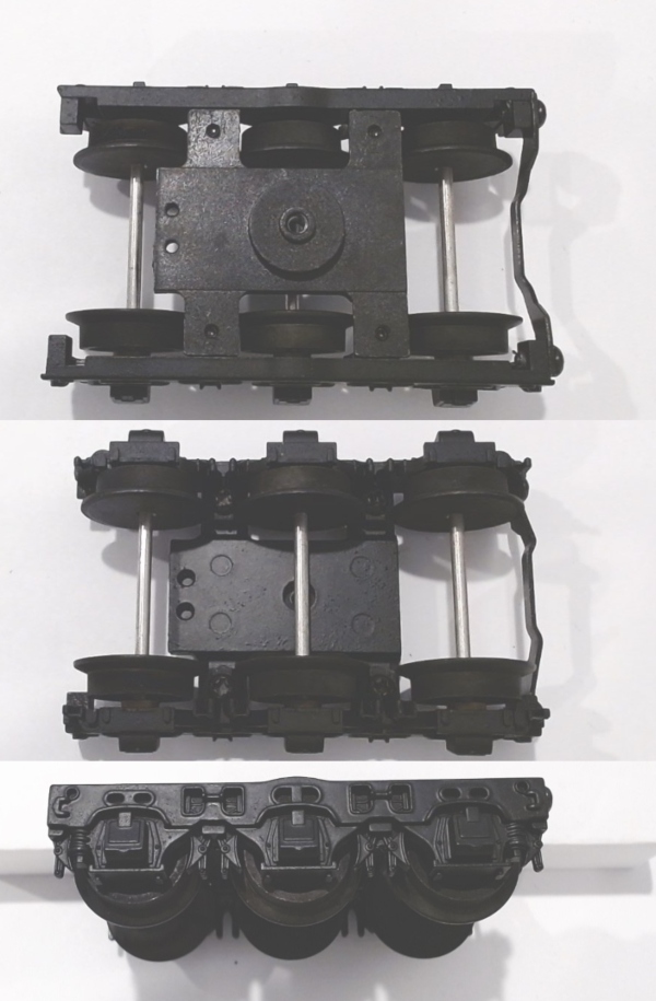TENDER TRUCK / 6-WHEEL / BLACK / 3-RAIL / FRONT / W/O CHAINS / PREMIER HUDSON 4-6-4