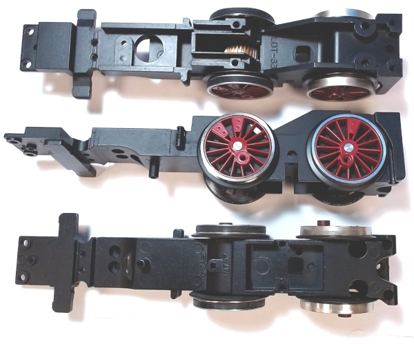 DRIVE BLOCK / 2-AXLE / USE MOTORS W/MS006-M25 WORM / USE BI-0000038 MOTOR MOUNT / W/BURGUNDY WHEELS / RAILKING GENERAL