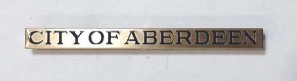 PLAQUE / LONG / BRASS & BLACK / CITY OF ABERDEEN / STATE CAR